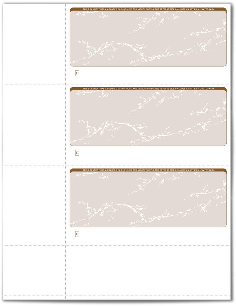 VersaCheck Secure Checks - 750 Blank Business or Personal Wallet Checks - Tan Prestige - 250 Sheets Form #3001-3 Per Sheet - Image 2
